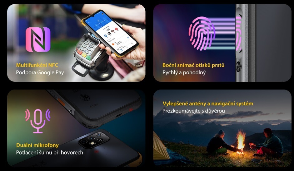 UMIDIGI BISON X10 NFC a čtečka otisku prstů